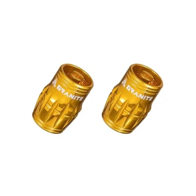 Image of Granite Juicy Nipple Valve Cap with Core Removing Function, Tire Caps Dust Covers for Bikes and Vehicles, Durable Alloy Schrader Cap, 2 Piece Set (Gold)