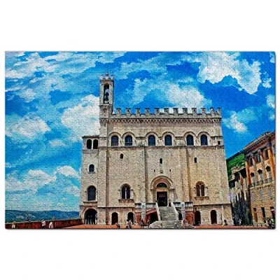 Image of Italy Piazza Grande Gubbio Jigsaw Puzzle for Adults 1000 Piece Wooden Travel Gift Souvenir