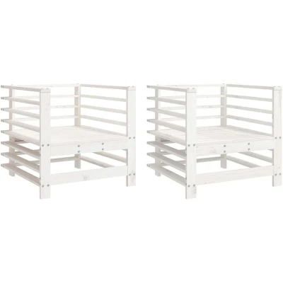 Image of vidaXL Garden Chairs 2 pcs White Solid Wood Pine