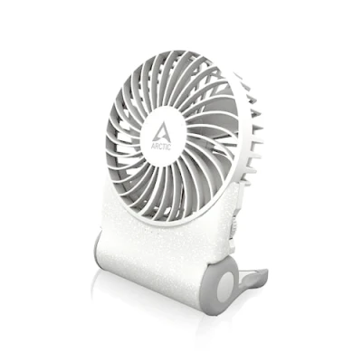 Image of ARCTIC Summair 2Go (White) Rechargeable Powerful Handheld Fan with Stand, Infinitely Variable Speed, 4 77h Running Time, USB C Connection (incl. A Cable) White