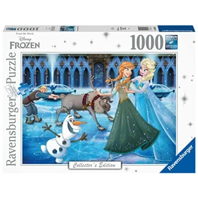 Image of Ravensburger Disney Collector’s Edition Frozen Jigsaw Puzzle 1000 Piece for Adults and Kids Age 12 Up Elsa, Anna &amp; Olaf, Turquoise Green