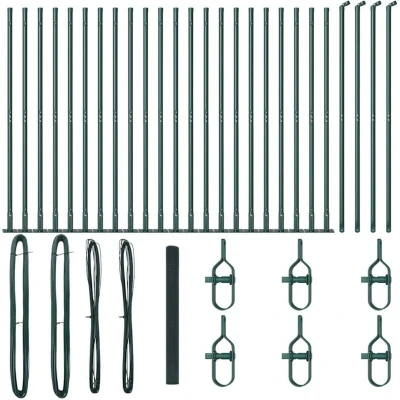 Image of vidaXL Welded Wire Fence with 13 Flanged Posts Green 1.4x50 m Steel