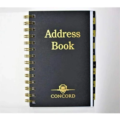 Image of Concord Telephone Address Book Wirebound Polypropylene Clear Cover 16 Part A Z 185x125mm Ref CV6020