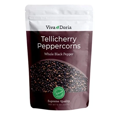 Image of Viva Doria Tellicherry Black Peppercorn, Whole Pepper, Steam Sterilized, Peppercorns, 340g