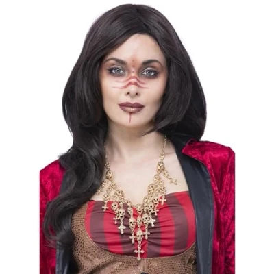 Image of Smiffys Deluxe Metal Voodoo Skull Necklace, Halloween Fancy Dress Accessory, Woman Up Accessories