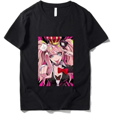 Image of TUOPUKEJI Danganronpa Enoshima Junko Printed Unisex t Shirt Damen kurzarmss 100% Cotton Size L Black