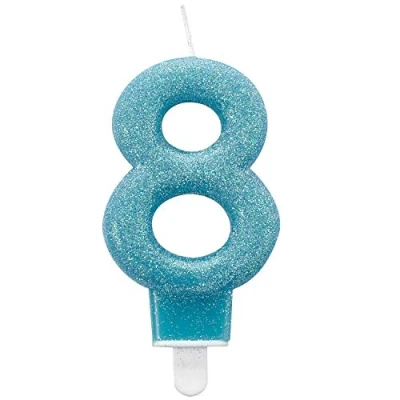 Image of amscan 9900769 Candle num. 8 Glitter