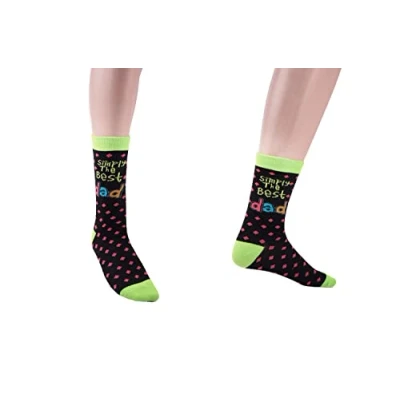 Image of Shatchi Men&#039;s Simply The Best Novelty Socks for Father Mother s Day Uncle Auntie Nana Brother Sister Bo, Black and Green, One Size UK
