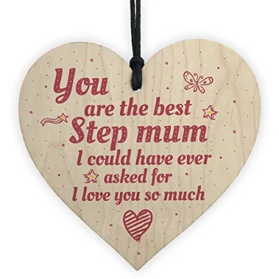 Image of RED OCEAN Handmade Best Stepmum Wood Novelty Hanging Plaque Gifts For Mum Mummy Birthday