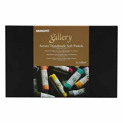 Image of Mungyo MPHM 15 Gallery Artists&#039; Handmade Soft Pastels, Set of 15, Hand Rolled Pastels in Artist Quality, Consistency