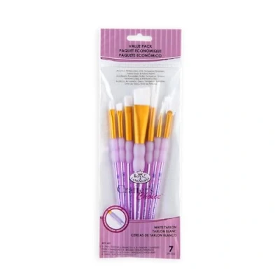 Image of Royal and Langnickel RCC 407 Crafter&#039;s Choice Angular Taklon Variety Brush Set White (Pack of 7)