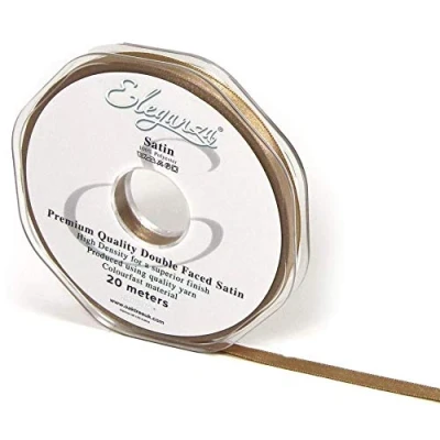 Image of Eleganza Double Faced Satin Ribbon 6mm x 20m Mocha