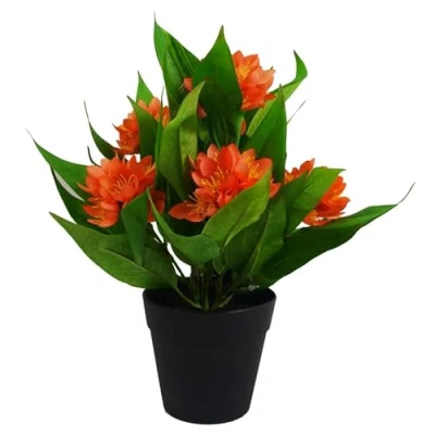 Image of 18cm Artificial Freesia Plant Orange Flowering