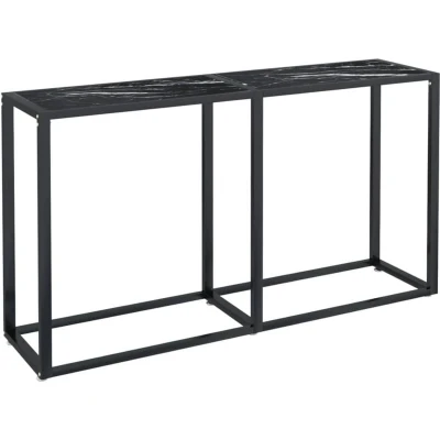 Image of vidaXL Console Table Black Marble 140x35x75.5cm Tempered Glass