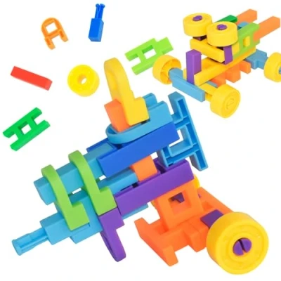 Image of Dr.OX Building Blocks Toy Pipe Tubular Spout Construction 216 PCS Fun Educational Toys with Wheels, Parts for Kids Boys Girls Ages 3+