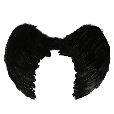 Image of labreeze Adults Angel Black Feather Wings Halloween Fancy Dress Hen Stag Do Party Outfit