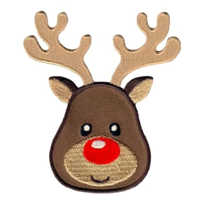Image of PatchMommy Reindeer Patch, Iron On/Sew On Christmas Embroidered Applique Motif for Children Kids Baby