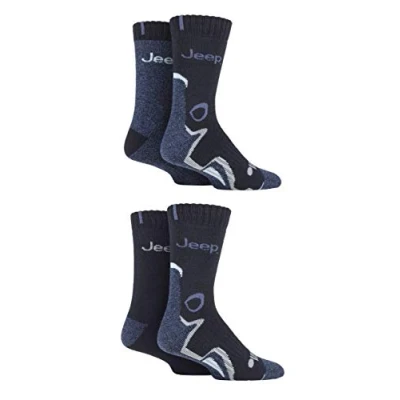 Image of Jeep Mens Performance Boot Socks Pack of 4 Navy 6 11