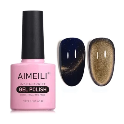 Image of AIMEILI Magnetic Gel Nail Polish Cat Magnet Eye Polish, UV LED Soak Off Glitter Varnish Art Manicure Pedicure, Long Lasting &amp; Easy to Apply 10ml 760