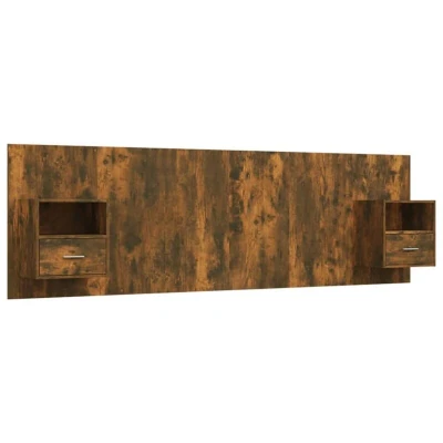 Image of Bed Headboard with Cabinets Smoked Oak Engineered Wood Vidaxl
