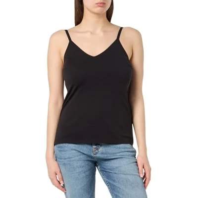 Image of Sloggi Women&#039;s Happy Cotton Spaghetti Top Undershirt, Black, M