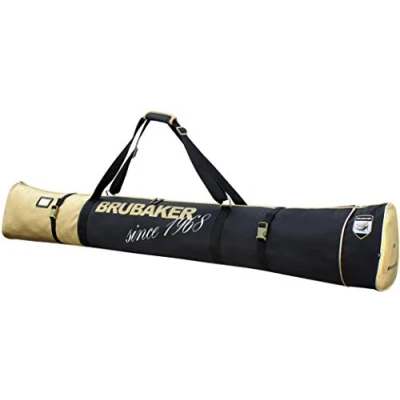 Image of BRUBAKER Carver Pro St. Moritz Padded Ski Bag for 1 Pair of and Poles Black/Golden up to 66 7/8 Inches