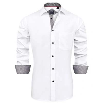 Image of J.VER Men&#039;s White Dress Shirts Long Sleeve Business Regular Fit Fashion Button Down Stretch Formal Shirt Wedding Work Non Iron 4XL