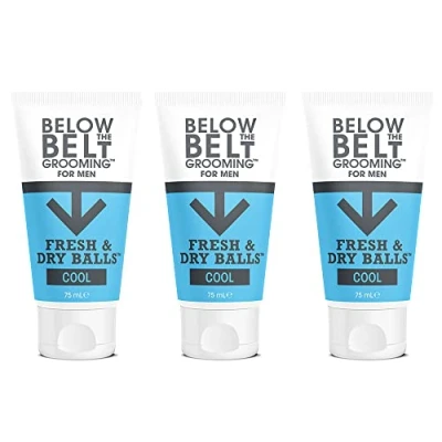 Image of Below The Belt Grooming Fresh &amp; Dry Ball Cool Ball, Intimate Deodorant For Men Protects against Sweat, Odour and Chafing, Mint Fragrance 3 x 75ml