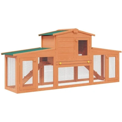 Image of vidaXL Large Rabbit Hutch Small Animal House Pet Cage with Roofs Wood