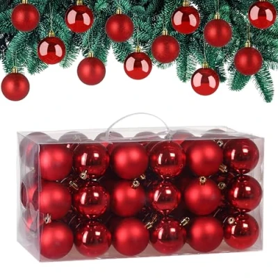 Image of CASARIA® 54x 6cm Christmas Tree Baubles Set Xmas Decorations Balls Festive Indoor Outdoor Hanging Ornaments 27x Glossy Matt Finish Holiday Decs