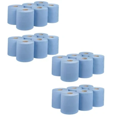Image of REQUISITE NEEDS Blue CENTREFEED Rolls 2 PLY Paper Towels Hand Towel Tissue Premium Quality Wall Mounted Lockable 100m (Pack of 48, Blue)
