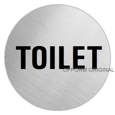 Image of Door Sign Toilet Ø 75 mm Stainless Steel finely brushed matt self adhesive No. 39098