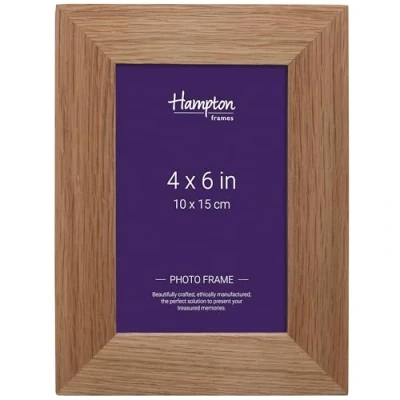 Image of Hampton Frames NEW ENGLAND Solid Oak Wood Display Picture Photo Frame 4x6 (10x15cm) 464846WO, natural