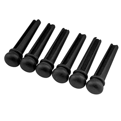 Image of Musiclily Slotted Ebony Acoustic Guitar Bridge Pins,Black(6 Pieces)