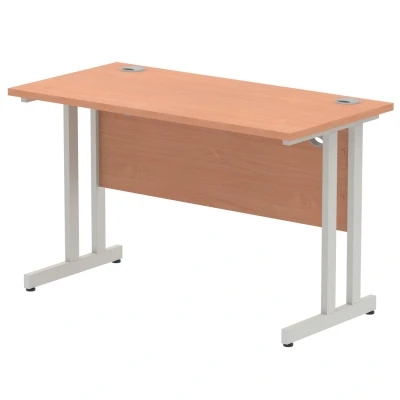 Image of Impulse 1200 x 600mm Straight Desk Beech Top Silver Cantilever Leg MI001679