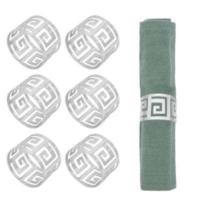 Image of Napkin Rings, Pack of 6 Metal Holders Buckles Silver Rings for Christmas, Thanksgiving, Wedding, Party, Dinner, Table Decoration
