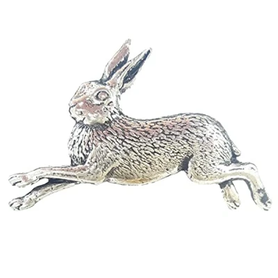 Image of RUNNING HARE Hand Made in UK Pewter Badge