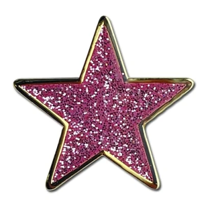 Image of Glitter Star Badge Lapel Pin (Pink)