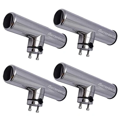 Image of AMYSPORTS Rail Mount Rod Clamp Holders Boat Steel Fishing Stainless Rods Holder Adjustable Marine Side Mounted Support for Kayak Boats Rails 3/4&quot; to 1&quot; 19mm 25mm 4pcs