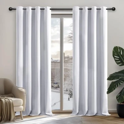 Image of Deconovo Home Decorative Thermal Insulated Room Darkening Curtains Living Ring Top for Bedroom 52&quot;x 72&quot; Silver Grey 1 PAIR