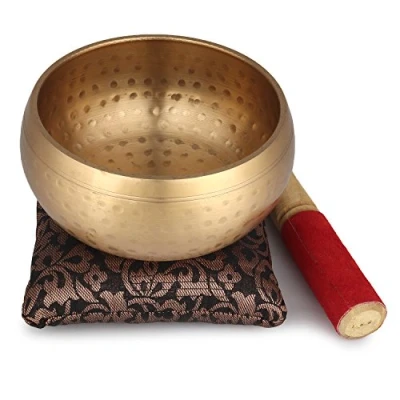 Image of Zap Impex Beautiful New Hand Hammered Brass Singing Bowl Tibetan Meditation Yoga 4 Inch