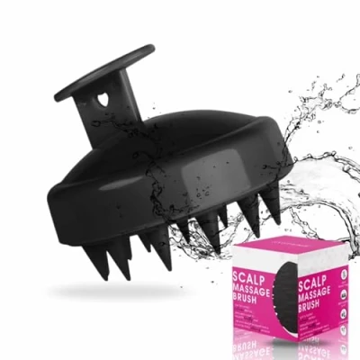 Image of Scalp Massager Hair Growth Shampoo Brush Head Scrubber Soft Silicone Bristles Care Wet and Dry Relax Massage Cleaning Dandruff Removal Tool Massaging Comb Gentle Exfoliator Black 1 Pack
