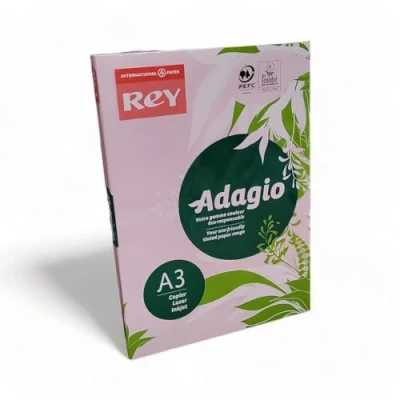 Image of Rey Adagio A3 120gsm (250 Sheets) Pink Paper for Laser, Copiers and Inkjet Printers 1 Ream