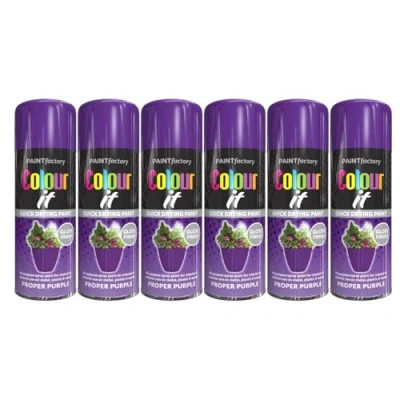Image of DIOXSTAR Purple Spray Paint, Gloss Finish, Quick Drying All Purpose Paint for Metal, Wood, Plastic, Interior &amp; Exterior Use, 250ml (6 PCS)