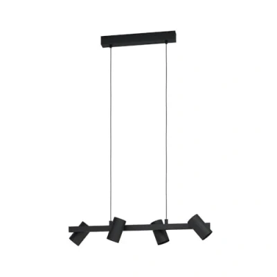 Image of Eglo Lighting Gatuela 4 Lamp Straight Bar Pendant Ceiling Light Black