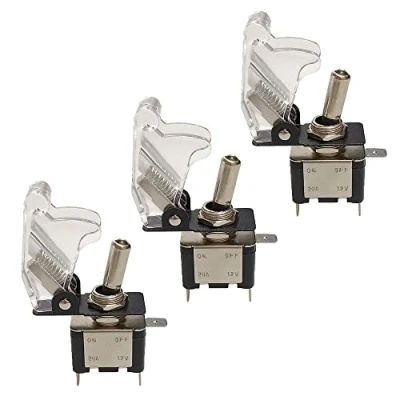 Image of QitinDasen 3Pcs Car Toggle Switch, Transparent Waterproof Cover White LED Indicator, ON OFF 2 Position 3 Pin SPST Auto Rocker for Truck Boat (20A/12VDC)