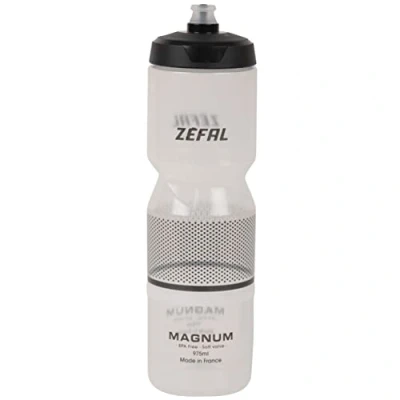 Image of ZEFAL Magnum Large Capacity, Bicycle/Mountain Bike and Sports Water Bottle, BPA Free, Soft Screw On Lid Made in France Cycling, Black (Translucent), 975 ml