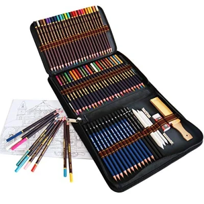 Image of Quer Colouring Drawing Pencils, 72 Piece Art Set Include Coloured Sketching Graphite, Charcoal Pencil, Ideal for Beginners Kids Adults Drawing,