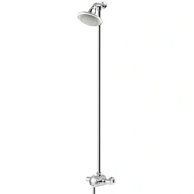 Image of Opac Mini Thermostatic Exposed Mixer Shower with Rigid Riser Kit and Fixed Head Chrome Bristan