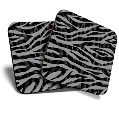 Image of 2 x Square Coasters Zebra Animal Print Cork Backed Home Kitchen Accessory Tea Coffee Mug Mat #38482